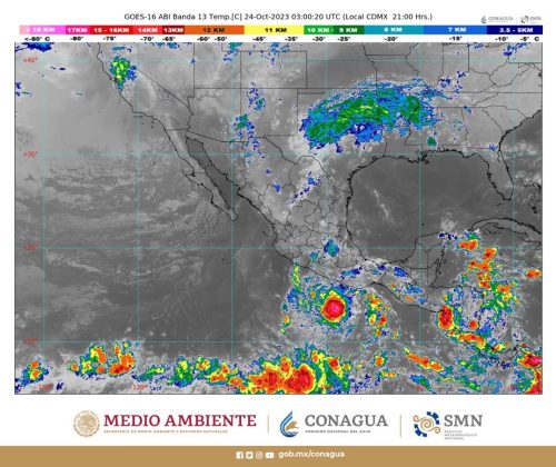 Muy Fuertes y Fuertes Lluvias Provocará en Próximas Horas Tormenta Tropical Otis en Chiapas y Oaxaca, y en Guerrero y Veracruz